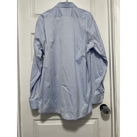 Burberry London Mens Plaid Dress Shirt Blue Checkered Button Size 17 R - Picture 5 of 6